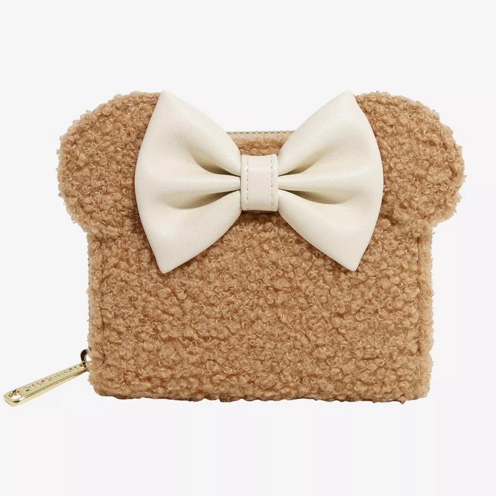 Loungefly Disney Minnie Mouse Sherpa Ziparound Wallet, Tan